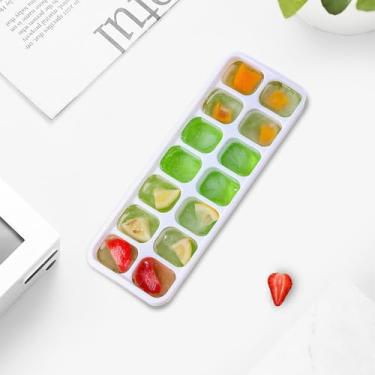 Imagem de Bandeja de cubos de gelo com tampa para freezer, molde de liberação fácil para fazer cubos de gelo em bebidas e coquetéis, necessidades de preparação de cozinha, verde