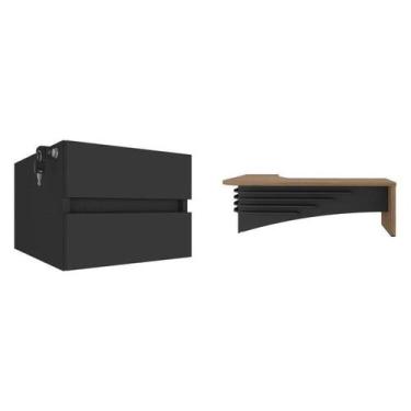 Imagem de Mesa para Escritório em L Diretor em Tamburato com 2 Gavetas com Chave