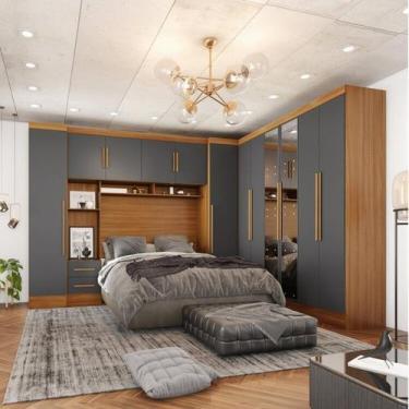 Imagem de Guarda-roupa Modulado Casal Completo 4 Peças 8 Portas com Maleiro e Es