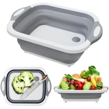 Imagem de Bacia de Silicone Retrátil Multiuso Dobrável para Cozinha, Camping, Viagens Prática Compacta Multiuso para Lavar Louça, Roupas, Frutas e Legumes, Econômica de Espaço, Dobrável, Fácil de Guardar