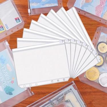 Imagem de 12 bolsos transparentes para guardar dinheiro, organizador de envelopes de dinheiro tamanho A6, bolsa de PVC impermeável com zíper para fichário de orçamento, sacos de arquivamento de documentos