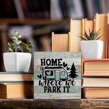 Imagem de 1 placa decorativa de PVC com tema de acampamento estilo retrô, adequada para decoração de mesa de Natal, cozinha, banheiro, escritório, decoração de casa de fazenda, presente ideal para aniversário