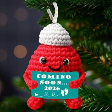 Imagem de Enfeite de anúncio de gravidez Mini Coming Soon 2026 - Decoração de Natal de crochê artesanal para futuros pais, mamãe, presente de revelação de chá de bebê, novo ornamento de lembrança de bebê