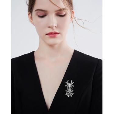 Imagem de Broche punk de teia de aranha para mulheres e homens, broche de lapela vintage gótico para ternos, vestidos, chapéus, boutonniere, corsage, acessórios, exclusivo, personalizado, animal, inseto, festa