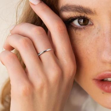 Imagem de Aliança de casamento de 1,5 mm 2 mm para homens e mulheres anel de alto polimento feminino prata/ouro 6-10, Cobre, Sem pedra preciosa