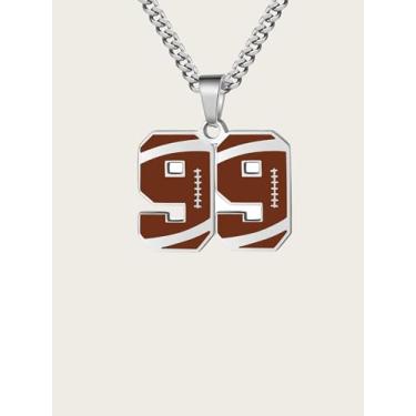 Imagem de Colar masculino de aço inoxidável com pingente de número de atleta unissex, One size, Aço inoxidável, Sem Pedra Preciosa