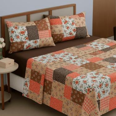 Imagem de Jogo De Lençol Casal Queen 400 Fios Com Elástico 4 Peças Cama Box Super Queen(Estampa 25)