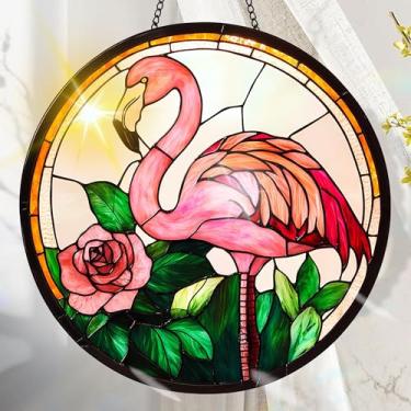 Imagem de Acrílico colorido Suncatcher, decoração de janela suspensa de pássaros com design de vitral impresso, apanhador de sol, arte de parede de arco-íris, ideia de presente e ornamento de jardim, uso