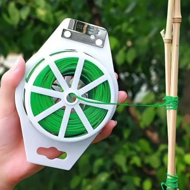 Imagem de Rolo de arame versátil para jardim verde de 20 m/788 polegadas – Suporte flexível de plantas para videiras, flores e suportes com cortador integrado
