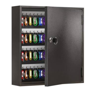 Imagem de WeHere Caixa de bloqueio de chave para 120 chaves, armário de chave de parede com etiquetas coloridas, caixa de armazenamento de chave de aço com fechadura, organizador de chaves para casa, escritório