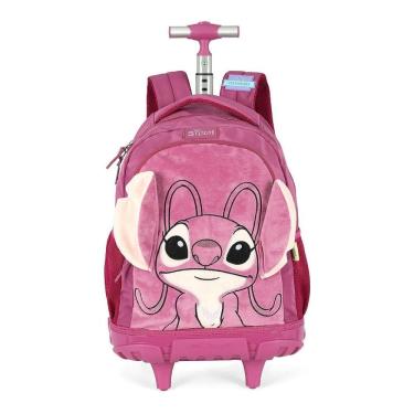 Imagem de Mochila de Rodinhas Com Alça Luxcel Stitch Angel Pelúcia Roxo