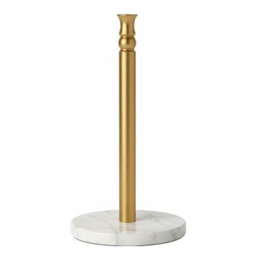 Imagem de Siwil Suporte de toalha de papel com uma mão, base de mármore pesado, não tomba - Dourado