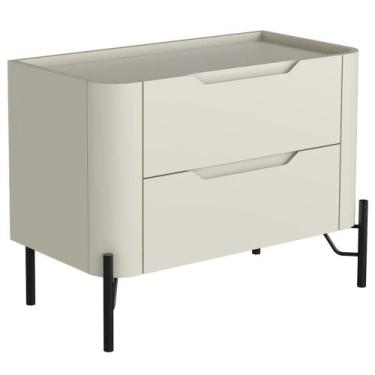 Imagem de Mesa De Cabeceira Orgânica 2 Gavetas Pés Industrial Preto Bliss I03 Lu