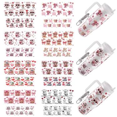 Imagem de DORSBABY Mini porta-chaves UV DTF, 16 folhas para Dia dos Namorados romântico animal UV DTF Transfer Wrap, decalques DIY para chaveiro pingente artesanato hotel
