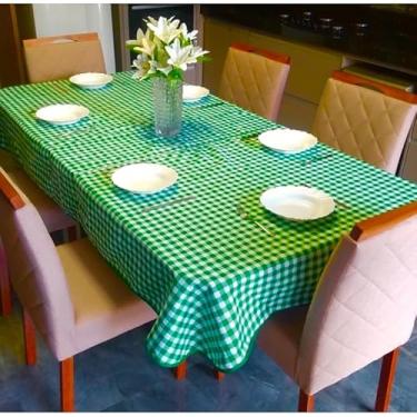 Imagem de Toalha de Mesa Xadrez Decorativa para Piquenique e Refeições - Retangular e Redonda - Diversos Tamanhos e Cores (VERDE,4 cadeiras)