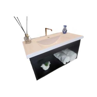 Imagem de Armário Slim 60cm Gabinete de banheiro Casa Gabinete de Banheiro Armário Banheiro Com Pia Slim 60cm(PRETO)