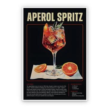 Imagem de SKINGE Vintage Cocktail Poster-Bar Carrinho Acessórios e Decoração Aperol Spritz Cocktail Estética Impressões Pintura Tela Arte de Parede para Sala de Estar Faculdade Dormitório Apartamento Decoração