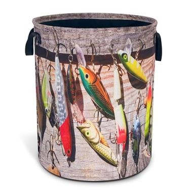 Imagem de Cesta de roupa de pesca engraçada para peixe, dobrável, impermeável, bolsa de pano, Oxford, cesto de roupa redonda, grande, organizador de brinquedos para banheiro/armazenamento de lavanderia/quarto