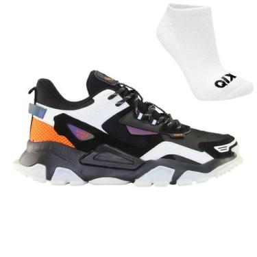 Imagem de Kit Tênis Qix Trek Urban Hiking e Meia, 44, Preto, Branco, Feminino