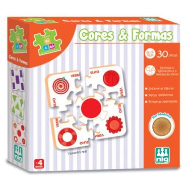 Imagem de Quebra Cabeça Educativo Madeira Cores E Formas 30 Peças Nig