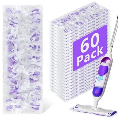 Imagem de Pacote com 60 refis de esfregão elétrico descartáveis compatíveis com o esfregão Swiffer Power, refil de almofadas molhadas em spray, refis descartáveis para limpeza de piso em várias superfícies