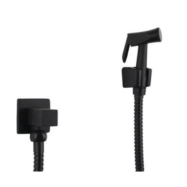 Imagem de Ducha Higienica Preto Fosco com Mangueira 120 cm e Registro Quadrado -