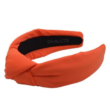 Imagem de Divalots Faixa de cabelo de tecido com nó elegante e moderno para looks modernos, nós superiores e penteados torcidos (laranja)