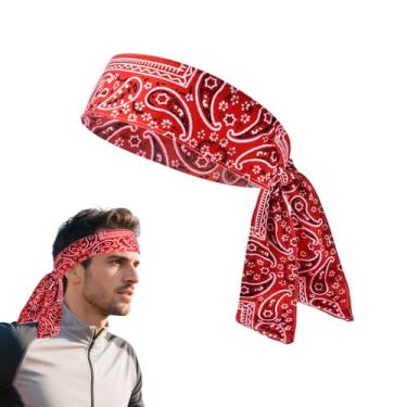 Imagem de Bandana Paisley Faixa de cabeça esportiva para mulheres e homens, faixa de cabelo ajustável para esportes, ioga, corrida, atletismo, treino, gravatas de cabeça para homens e mulheres, acessórios de