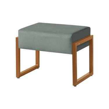 Imagem de Puff Decorativo Vegas Estofado Base De Ferro Veludo Cinza