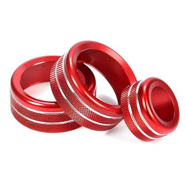 Imagem de Capas de anel de botão de volume de rádio e controle climático de ar condicionado CA manual vermelho para BMW 1 2 3 3GT 4 X1 Series (F20 F22 F30 F31 F32 F33 F80 F82 F87 F48)