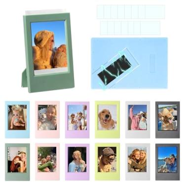Imagem de wogozan Mini porta-retratos 5 x 7 cm para Fuji Instax Mini 12/11/99/90/9/8/SE/EVO Molduras Polaroid clássicas, tamanho carteira, 5 x 8 cm, molduras com adesivos magnéticos DIY (coloridos) (pacote com