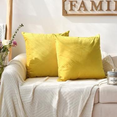 Imagem de Conjunto de 2 capas de almofada quadradas decorativas macias de veludo para sofá, quarto, poltronas, 45 x 45 cm