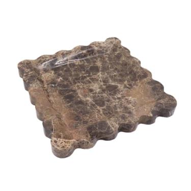 Imagem de Kesoniku Bandeja decorativa quadrada de mármore com borda recortada, bandeja luxuosa de pedra natural para banheiro, cômoda, perfume, café, casa, cozinha, pia, anel