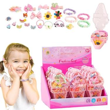 Imagem de Kit de fabricação de joias, conjunto de pulseiras, kit de artesanato de contas, materiais de arte da amizade, brinquedo de joias de criatividade pré-escolar para meninas de 3 a 6 anos