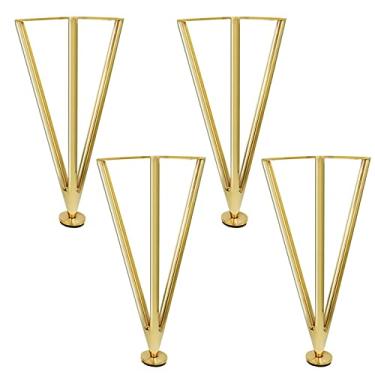 Imagem de Pernas de móveis de aço inoxidável, 4 peças de pernas de mesa de metal douradas, pernas modernas de móveis para armário, mesa de cabeceira vêm com parafusos e pés protetores (35 cm/13,78 pol, ouro)