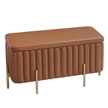 Imagem de Beautify Storage pufe de banco otomano espreguiçadeira, assento de janela para quarto, corredor, sala de estar – veludo rosa com pernas de metal dourado (tamanho: 90 x 45 x 42 cm)