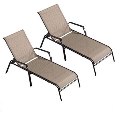 Imagem de Espreguiçadeira de jardim, cadeiras reclináveis de pátio, cadeiras de praia, 2 unidades, espreguiçadeira dobrável para sesta, espreguiçadeira, piscina, varanda, pátio, lazer, piscina, cama, carga de