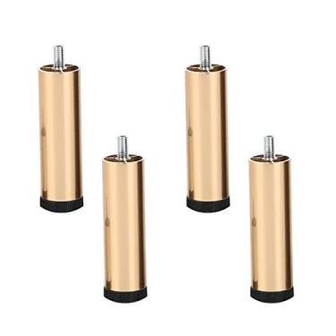 Imagem de ZJYWMM 4 peças ajustáveis de liga de alumínio para móveis, para mesa/sofá/armário de banheiro/pés de máquina de lavar, pés de geladeira, 3 cores, 10 tamanhos, parafusos swith (10 cm/3,9 pol, ouro)