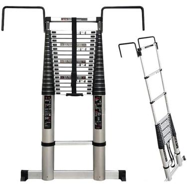 Imagem de OKUOKA Escadas, escada telescópica portátil, escada dobrável de alumínio com pés à prova de deslizamento, escada de extensão multiuso resistente para uso doméstico/8 m