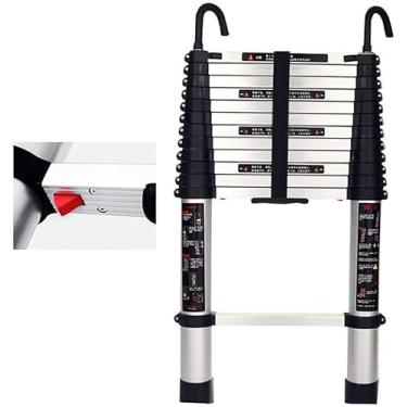 Imagem de Profissional? Escada telescópica com retração de um botão e ganchos, escada de extensão telescópica multiuso para trailer/quintal/sótão/telhado (tamanho: 4,1 m/13,4 pés)