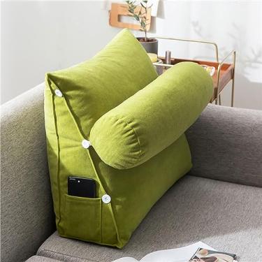 Imagem de Almofada de apoio lombar desfiada, descanso de cama, almofada de leitura, encosto grande para adultos, descansos para sentar na cama, almofada triangular relaxante, ergonômica