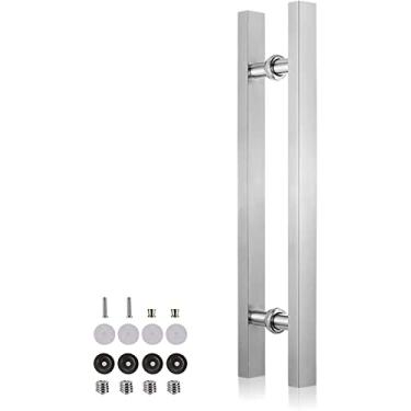 Imagem de Puxador de porta deslizante para porta de celeiro com ferramentas de instalação, puxador de porta frontal de entrada para portas de vidro de madeira, alça de barra resistente comercial, aço inoxidável