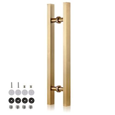 Imagem de STXYANGV Puxador de porta deslizante para porta de celeiro com ferramentas de instalação, puxador de porta frontal de entrada para portas de vidro de madeira, alça de barra resistente comercial, aço