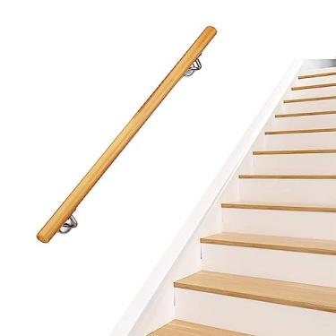 Imagem de Corrimãos de escada antiderrapantes de madeira maciça de madeira natural, uso doméstico contra a parede, grades internas do sótão para idosos, hastes de suporte de corredor (cor: preto, tamanho: 90 m)