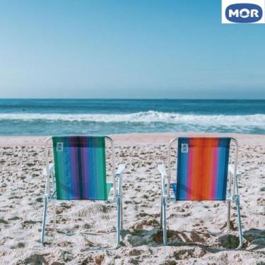 Imagem de Cadeira De Praia Aço Alta para Jardim Piscina Varanda Não Enferruja - 