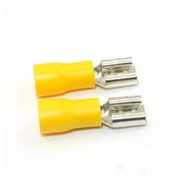 Imagem de 50PCS FDD MDD FDFD 6,3 mm 4,8 mm 2,8 mm Terminal fêmea macho pá isolada conector terminal de crimpagem elétrica cabo de fiação (FDD amarelo 12-10AWG, 6,3 mm)