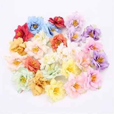 Imagem de PZHANGZVH Rosa de seda 5 cm cabeça de flor artificial orquídea para decoração de casamento festa DIY grinalda de Natal scrapbooking artesanato guirlanda de flores falsas (cor: 6, tamanho (13
