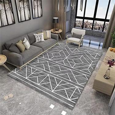 Imagem de ZDJZMGZ Tapetes e tapetes retangular cinza estilo geométrico tapete de cabeceira confortável e resistente ao desgaste tapete decoração de quarto masculino 80 x 120 cm, cinza 60 x 90 cm (24 x 35