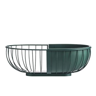 Imagem de Cesta de frutas e vegetais de bancada suporte de cesta de frutas - Bandeja de servir de metal em camadas de bancada para mesa de armazenamento de frutas e vegetais de cozinha (Cor: Dourado) (Preto)