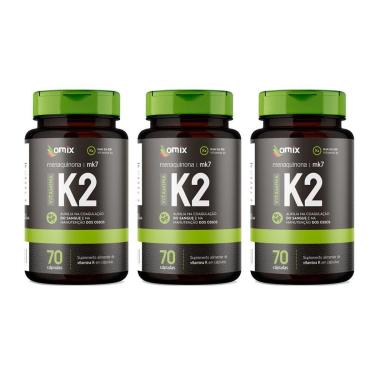 Imagem de Kit 3x - Vitamina K2 - MK7 - 70 cápsulas - Omix-Unissex